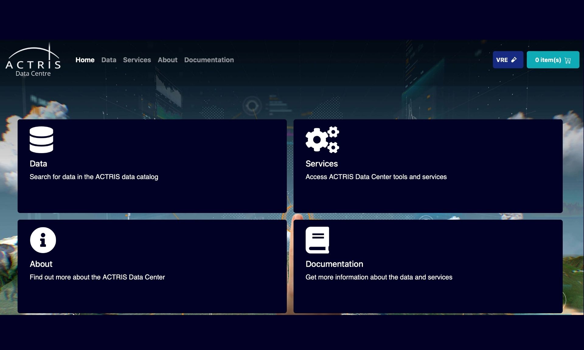 ACTRIS data portal interface