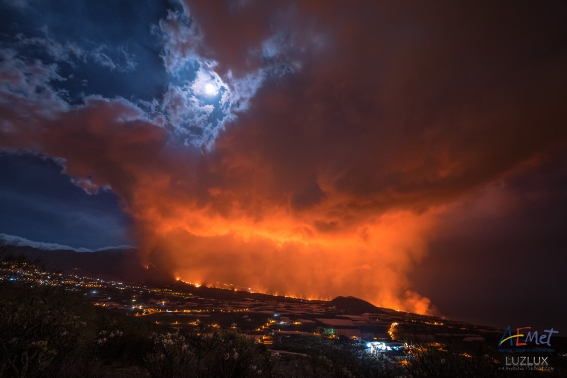 Figure 1: Picture of La Palma volcano at night.